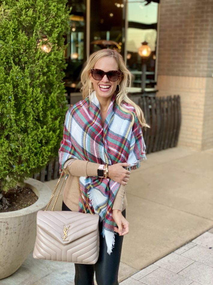 One of the easiest and most affordable ways I love adding holiday style to my wardrobe is with this favorite Christmas blanket scarf that is under $10! 