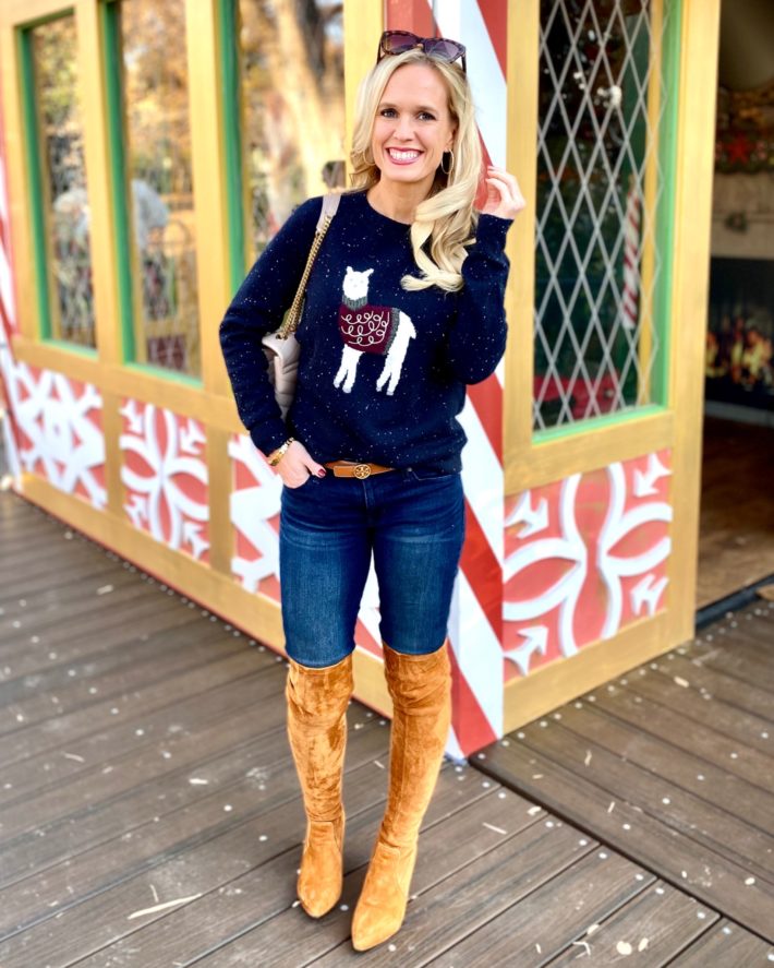 Winter llama sweater that is perfect for Christmas outfits