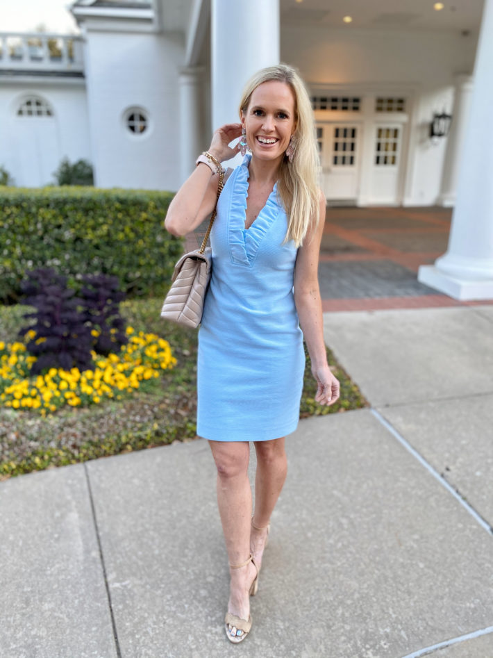 A ruffle shift dress fit for spring and summer, plus details on how you can receive gifts with purchase of this dress and many other spring finds! | Spring fashion | Lilly Pulitzer dress