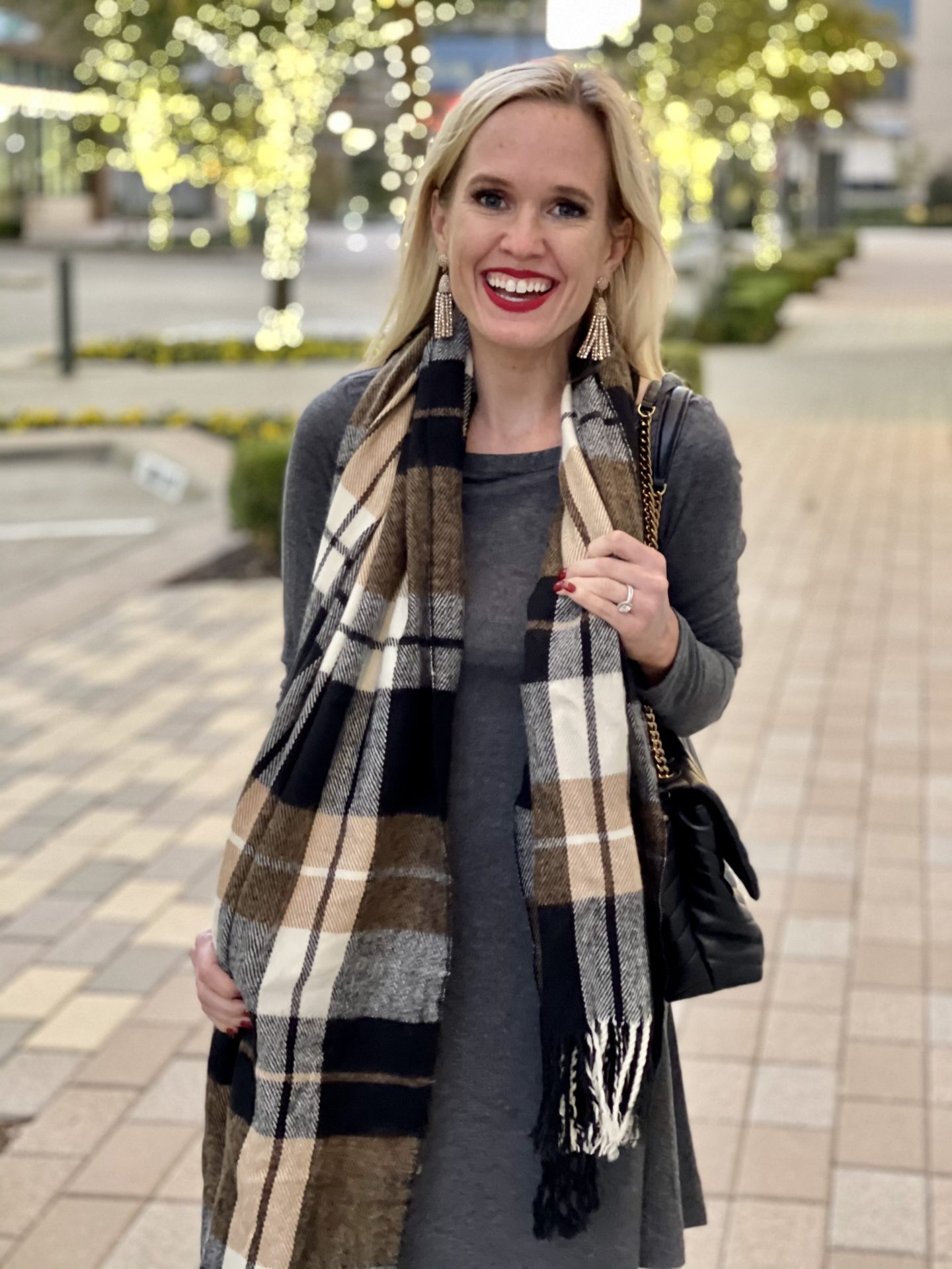 12 Thanksgiving Outfit Ideas | Affordable Holiday Styles | Dress and scarf