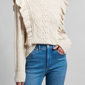 Ruffle Cable Knit Sweater
