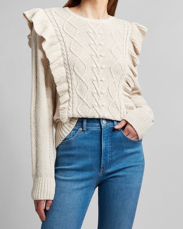 Ruffle Cable Knit Sweater