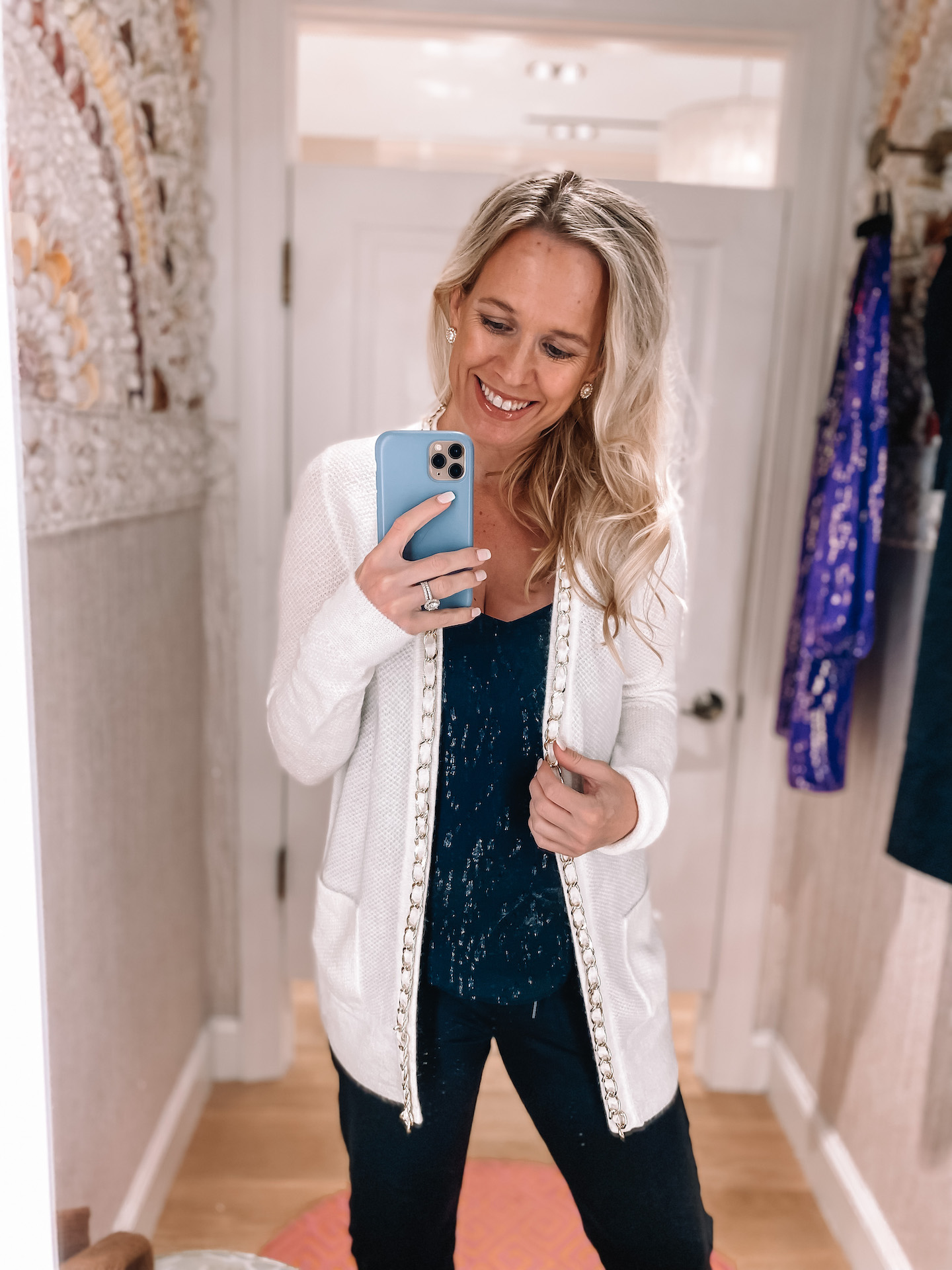 2022 Lilly Pulitzer Sunshine Sale | Winter Lilly Pulitzer Online Sale | APS Guide with Tips and Predictions | Silk top and white cardigan