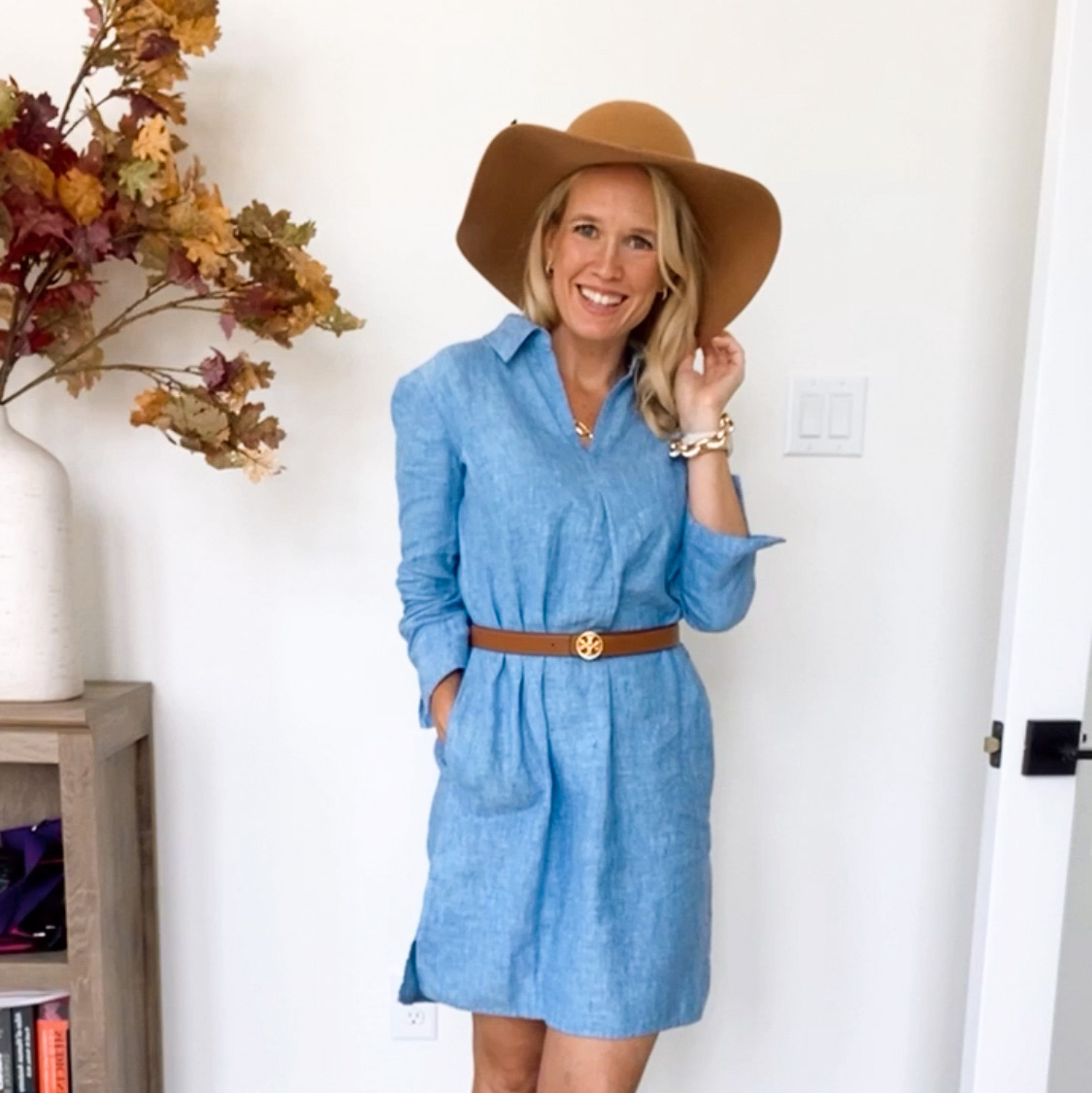 Patterned Chambray Dress main image 1