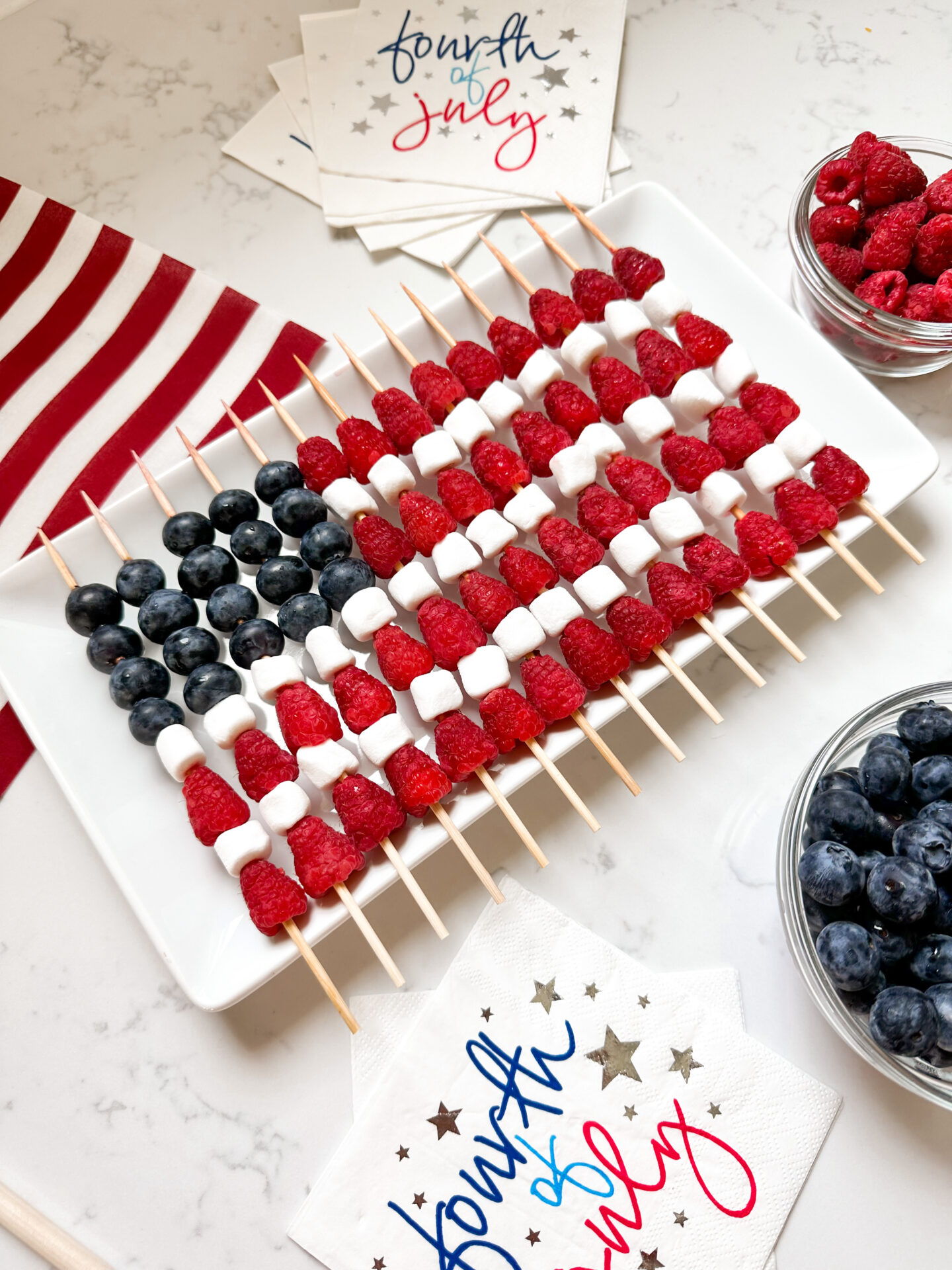 American flag fruit kabobs | summer ideas | summer recipes